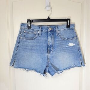 Madewell Frayed Cutoff Medium Wash Distressed High Rise Denim Shorts Size 26
